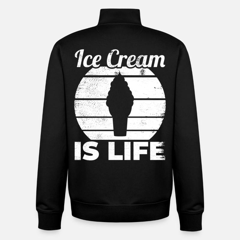Ice Cream Lover Quote - Unisex Organic Zip Sweatshirt by Stanley/Stella - black