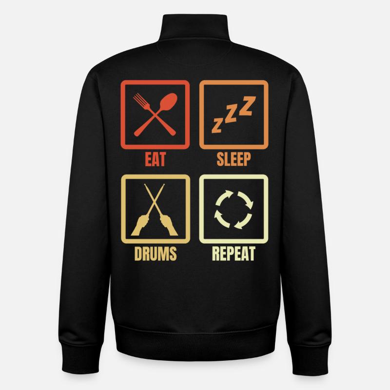 Manger, dormir, tambouriner, répéter - Sweat zippé unisexe en coton bio Stanley/Stella - noir