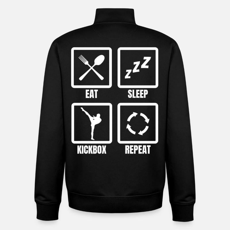 Eat Sleep Kickbox Repeat - Unisex Organic Zip Sweatshirt by Stanley/Stella - black