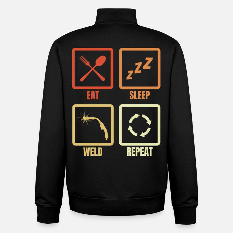 Manger Sommeil Soudure Répéter - Sweat zippé unisexe en coton bio Stanley/Stella - noir