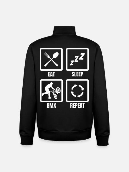 Eat Sleep BMX Repeat - Unisex Organic Zip Sweatshirt by Stanley/Stella - black