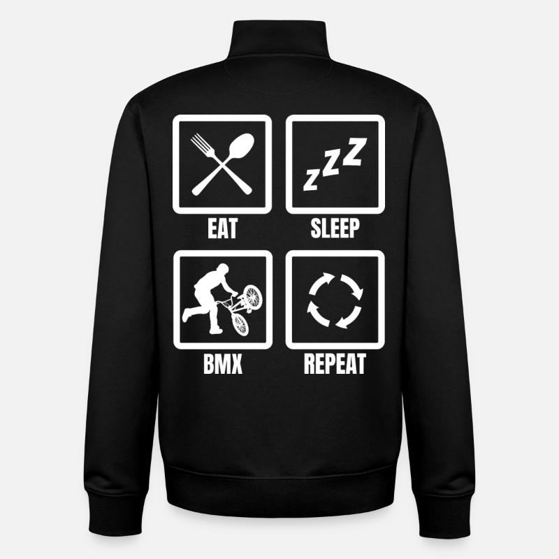 Eat Sleep BMX Repeat - Unisex Organic Zip Sweatshirt by Stanley/Stella - black