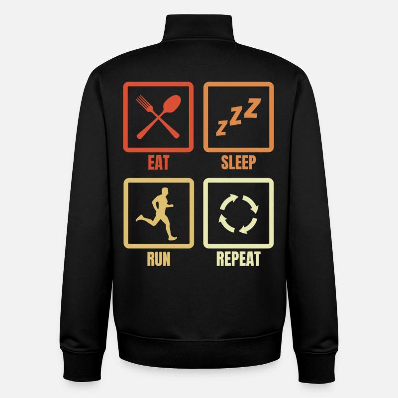 Manger Dormir Courir Répéter - Sweat zippé unisexe en coton bio Stanley/Stella - noir