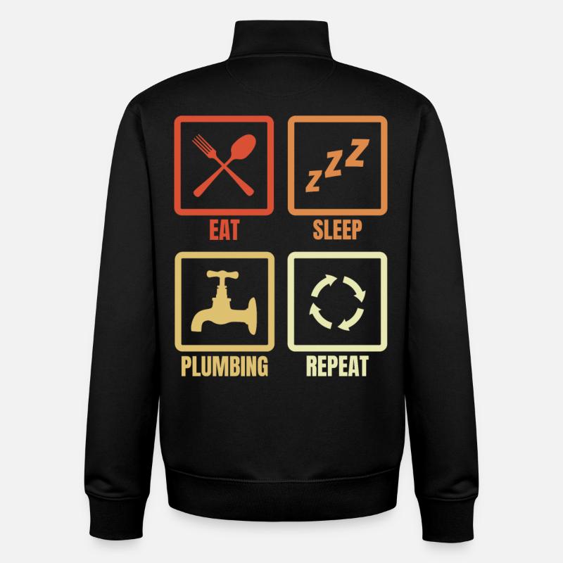 Manger, dormir, plomber, répéter - Sweat zippé unisexe en coton bio Stanley/Stella - noir