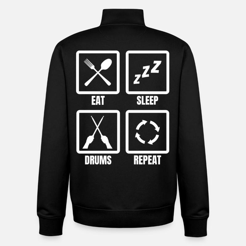 Eat Sleep Drums Répéter - Sweat zippé unisexe en coton bio Stanley/Stella - noir
