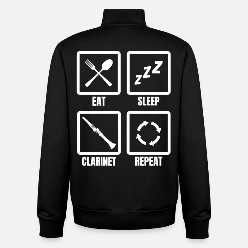 Eat Sleep Clarinet Repeat - Unisex Organic Zip Sweatshirt von Stanley/Stella - Schwarz