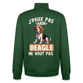 Chien de race beagle - Sweat zippé unisexe en coton bio Stanley/Stella - vert bouteille - Dos - AI Model Male 185 dark (185cm)
