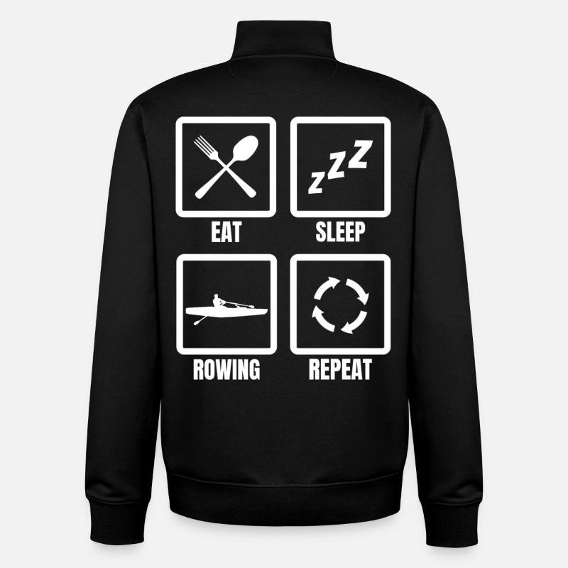 Eating, sleeping, rowing, repeating - Unisex Organic Zip Sweatshirt by Stanley/Stella - black