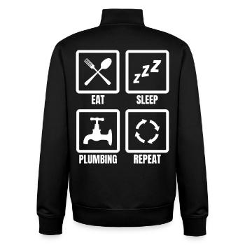 Eat Sleep Plumbing Repeat - Unisex Organic Zip Sweatshirt by Stanley/Stella - black - Back - AI Model Male 185 light (185cm)