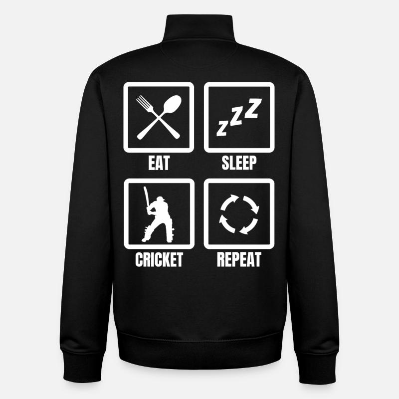 Eat Sleep Cricket Repeat - Unisex Organic Zip Sweatshirt von Stanley/Stella - Schwarz