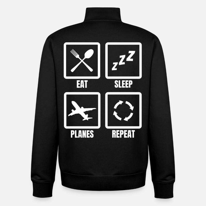 Eat Sleep Planes Repeat - Unisex Organic Zip Sweatshirt von Stanley/Stella - Schwarz
