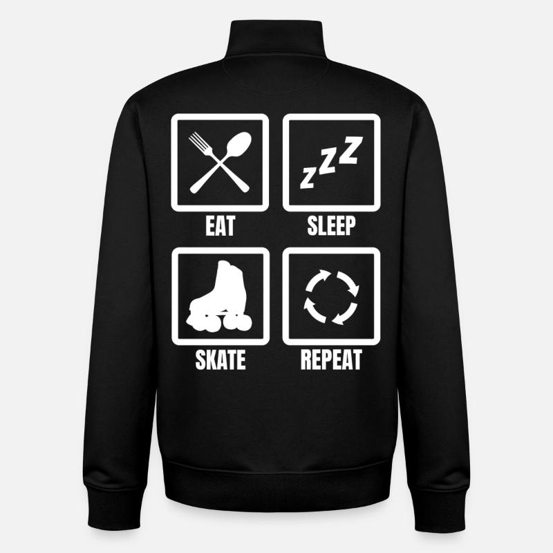 Manger Dormir Patiner Répéter - Sweat zippé unisexe en coton bio Stanley/Stella - noir