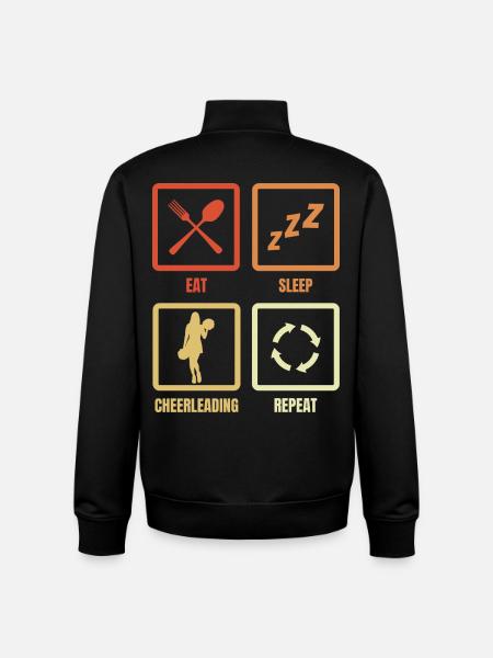 Eating, Sleeping, Cheerleading, Repeating - Unisex Organic Zip Sweatshirt by Stanley/Stella - black