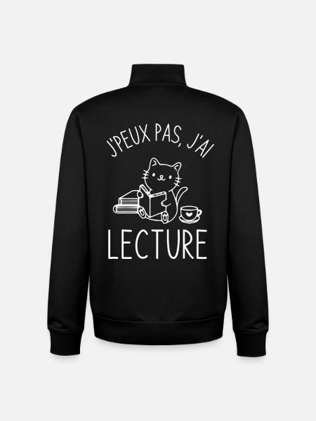 Lecture café chat mignon - Sweat zippé unisexe en coton bio Stanley/Stella - noir