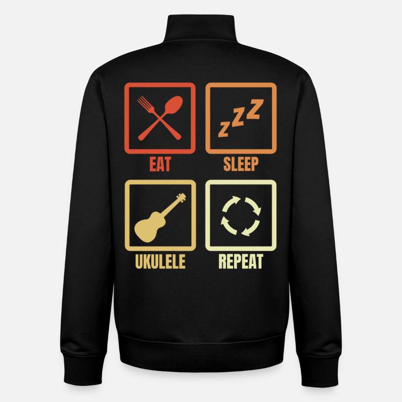 Manger dormir ukulélé répéter - Sweat zippé unisexe en coton bio Stanley/Stella - noir