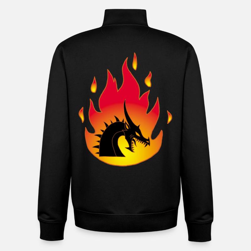 Dragon de feu - Sweat zippé unisexe en coton bio Stanley/Stella - noir
