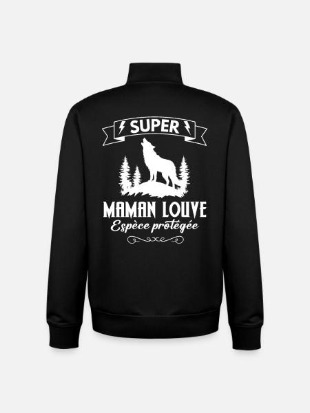 Maman Louve - Sweat zippé unisexe en coton bio Stanley/Stella - noir
