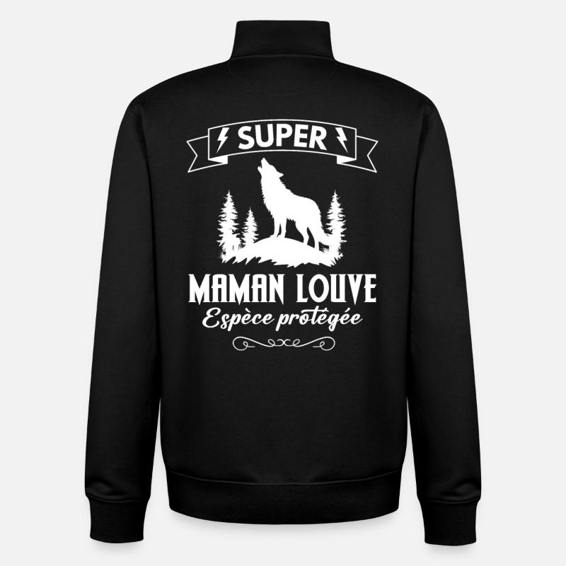 Maman Louve - Sweat zippé unisexe en coton bio Stanley/Stella - noir