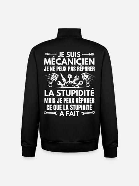 Humour mécanicien réparer - Sweat zippé unisexe en coton bio Stanley/Stella - noir