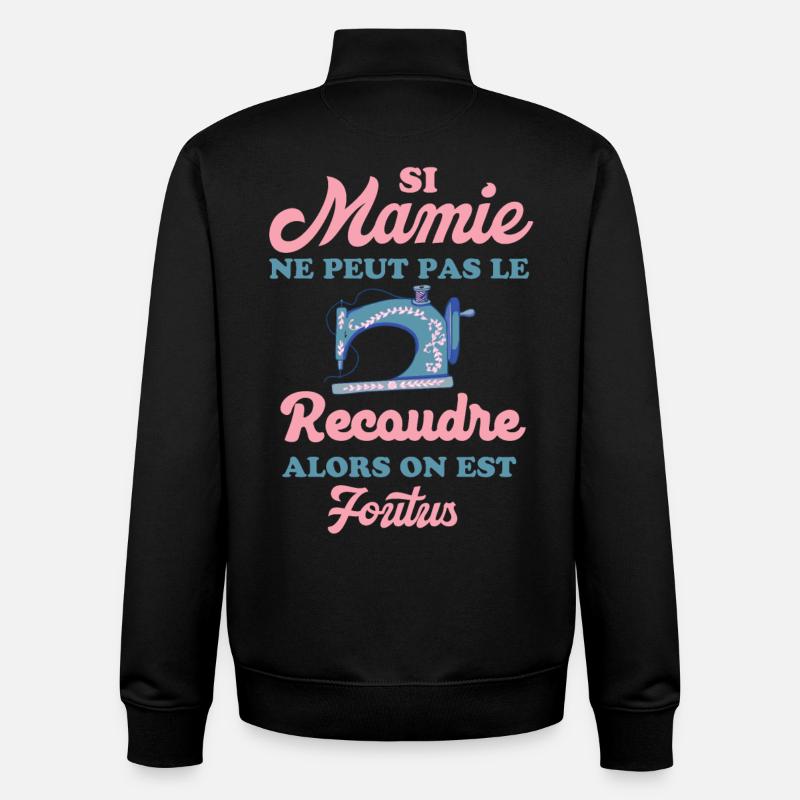 Mamie couturière - Sweat zippé unisexe en coton bio Stanley/Stella - noir