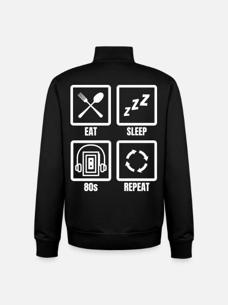 Eat Sleep 80s Repeat - Unisex Organic Zip Sweatshirt by Stanley/Stella - black