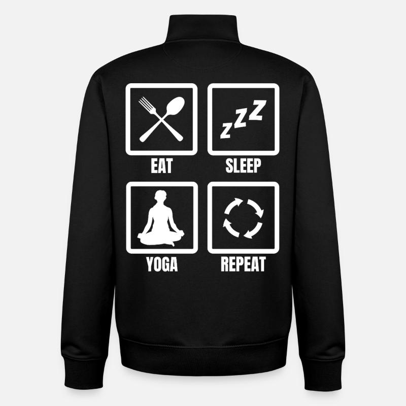 Manger dormir Yoga Répéter - Sweat zippé unisexe en coton bio Stanley/Stella - noir
