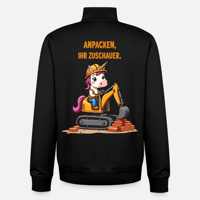 Einhorn Baggermeister - Unisex Organic Zip Sweatshirt von Stanley/Stella - Schwarz