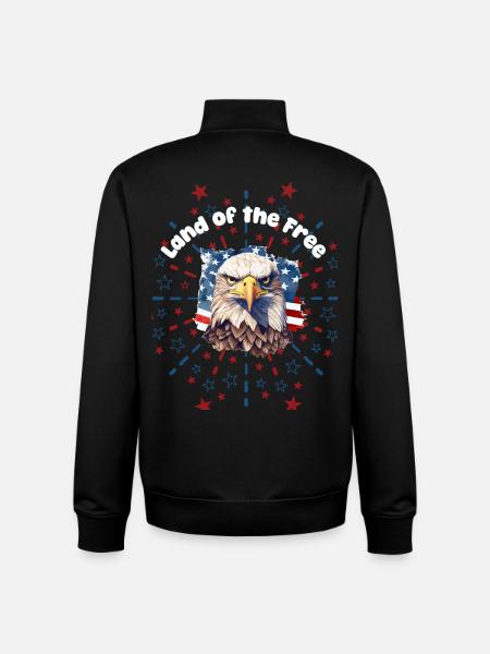 Land of the Free – Patriotic Design - Unisex Organic Zip Sweatshirt by Stanley/Stella - black