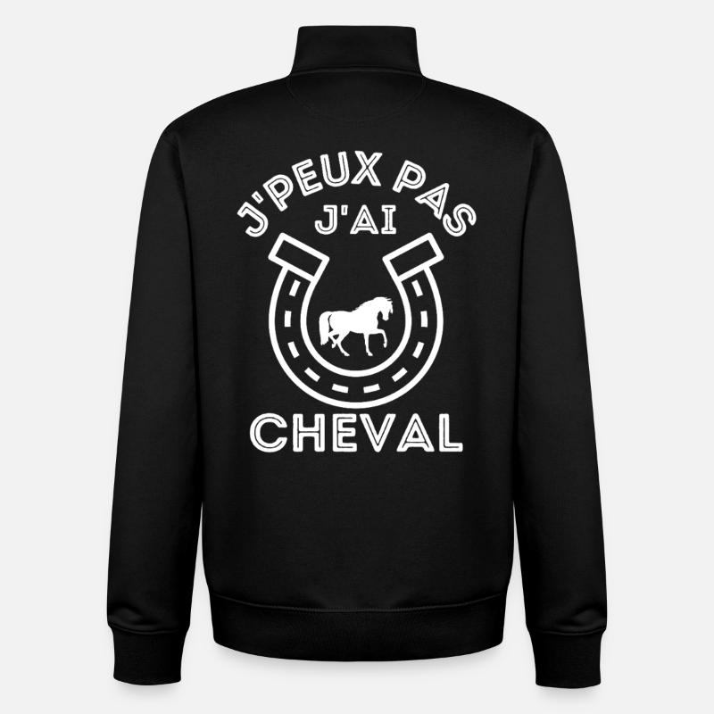 Cheval équitation  - Sweat zippé unisexe en coton bio Stanley/Stella - noir