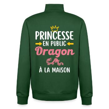 Princess in public and dragon at home - Unisex Organic Zip Sweatshirt by Stanley/Stella - bottle green - Back - AI Model Male 185 dark (185cm)