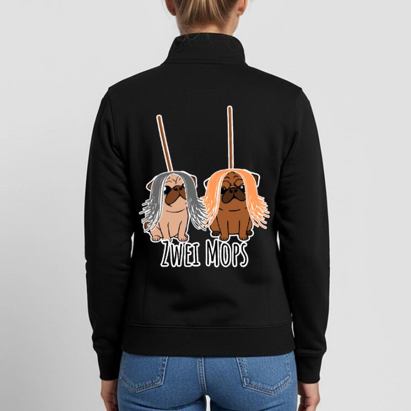 Zwei Mops - Hunde oder Putzgeräte? Hunde Humor? Unisex Organic Zip Sweatshirt von Stanley/Stella