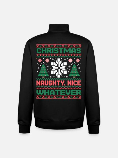 Christmas Pixel Sweat Naughty Nice Whatever - Unisex Organic Zip Sweatshirt by Stanley/Stella - black