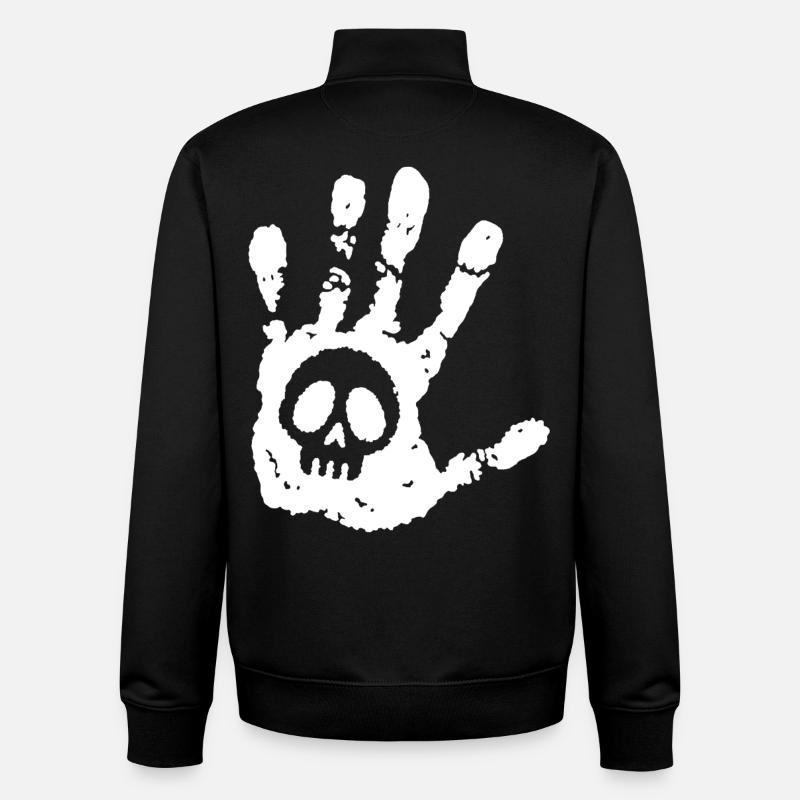 Crâne et empreinte blanche - Sweat zippé unisexe en coton bio Stanley/Stella - noir