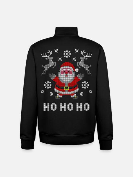Pixel Santa Reindeer Snow - Unisex Organic Zip Sweatshirt by Stanley/Stella - black