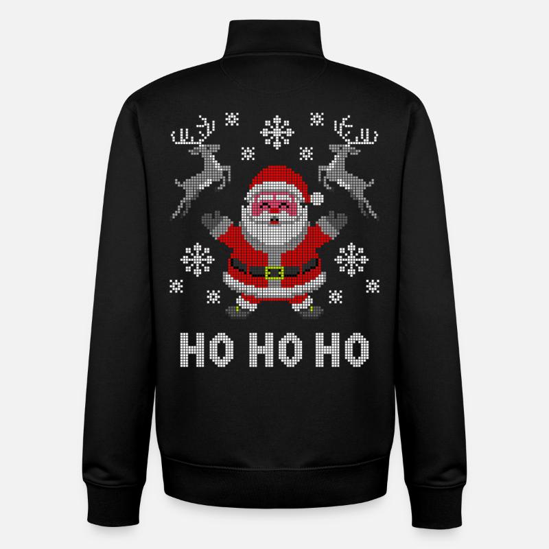 Pixel Père Noël Renne Neige - Sweat zippé unisexe en coton bio Stanley/Stella - noir