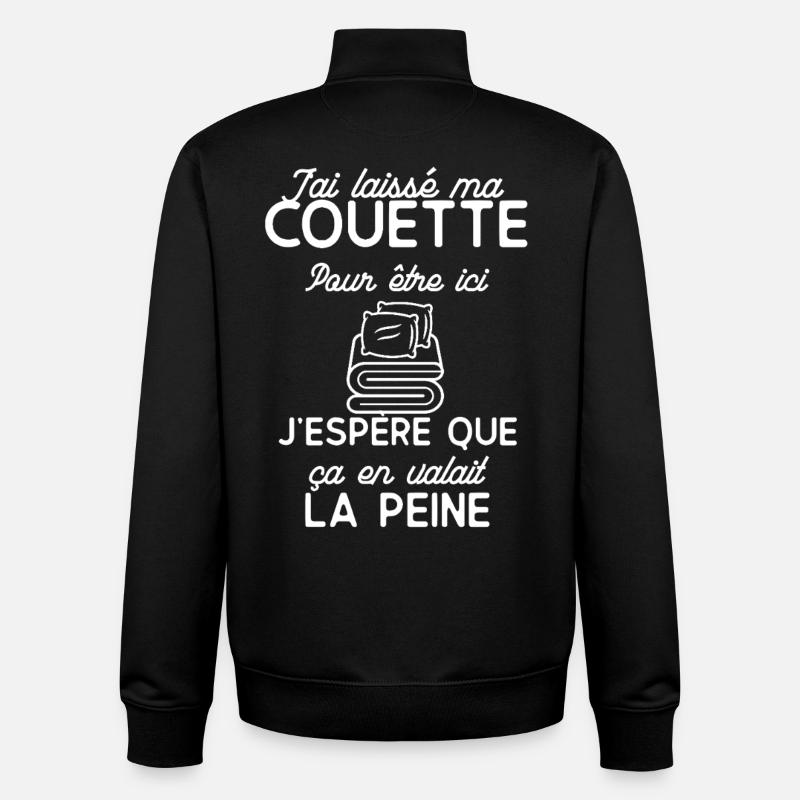 Couette Attaque le Matin - Sweat zippé unisexe en coton bio Stanley/Stella - noir