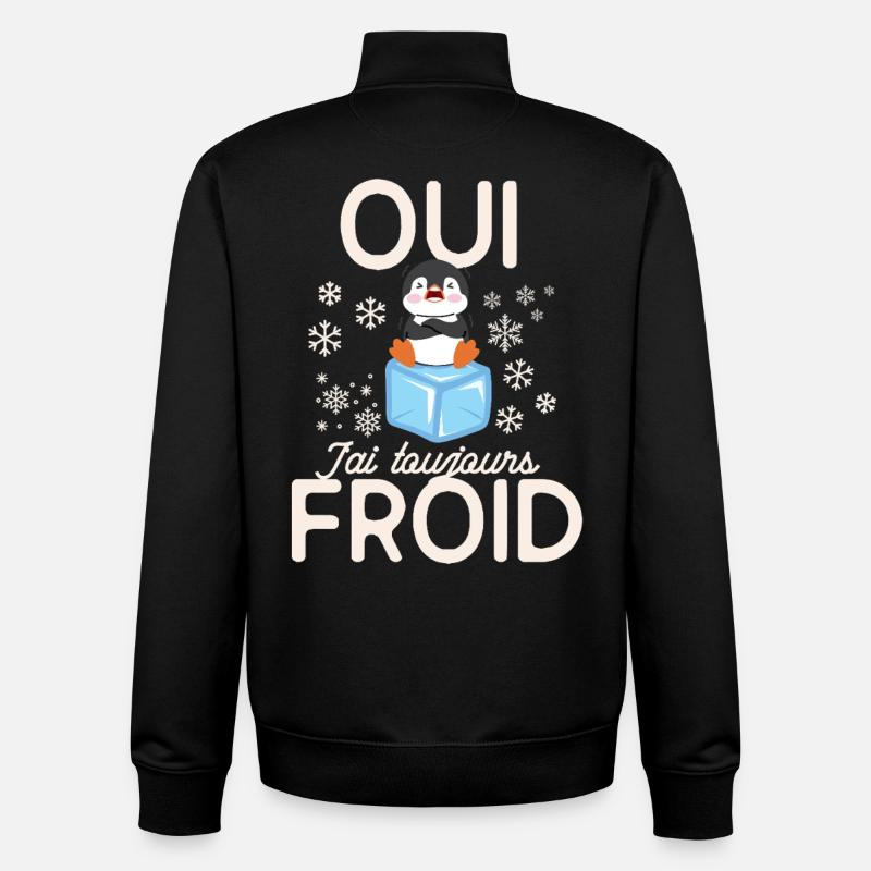 Pingouin Gelé Toujours Froid - Sweat zippé unisexe en coton bio Stanley/Stella - noir