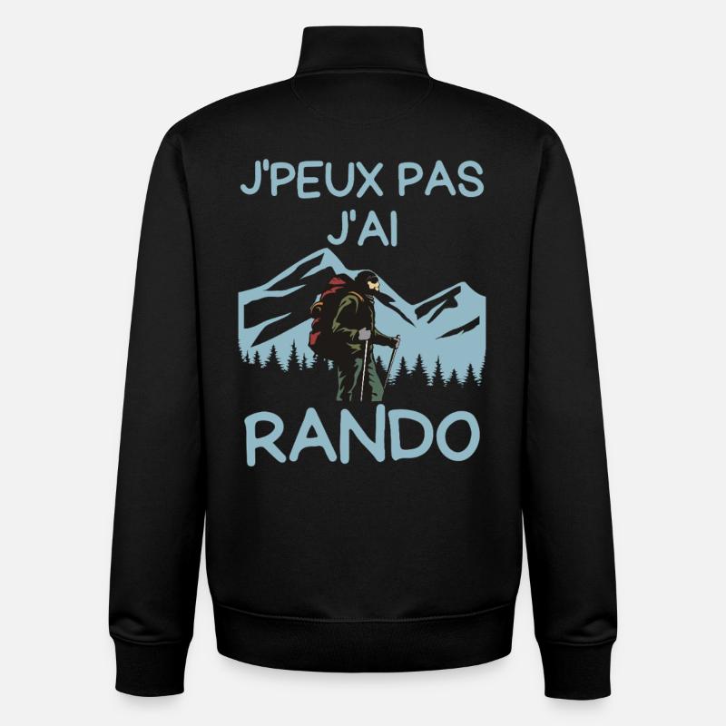 Jpeux Pas J'ai Rando - Sweat zippé unisexe en coton bio Stanley/Stella - noir
