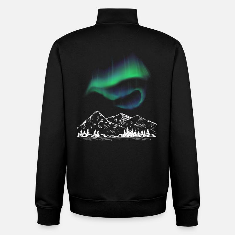 Aurora Alpine Chart - Unisex Organic Zip Sweatshirt by Stanley/Stella - black