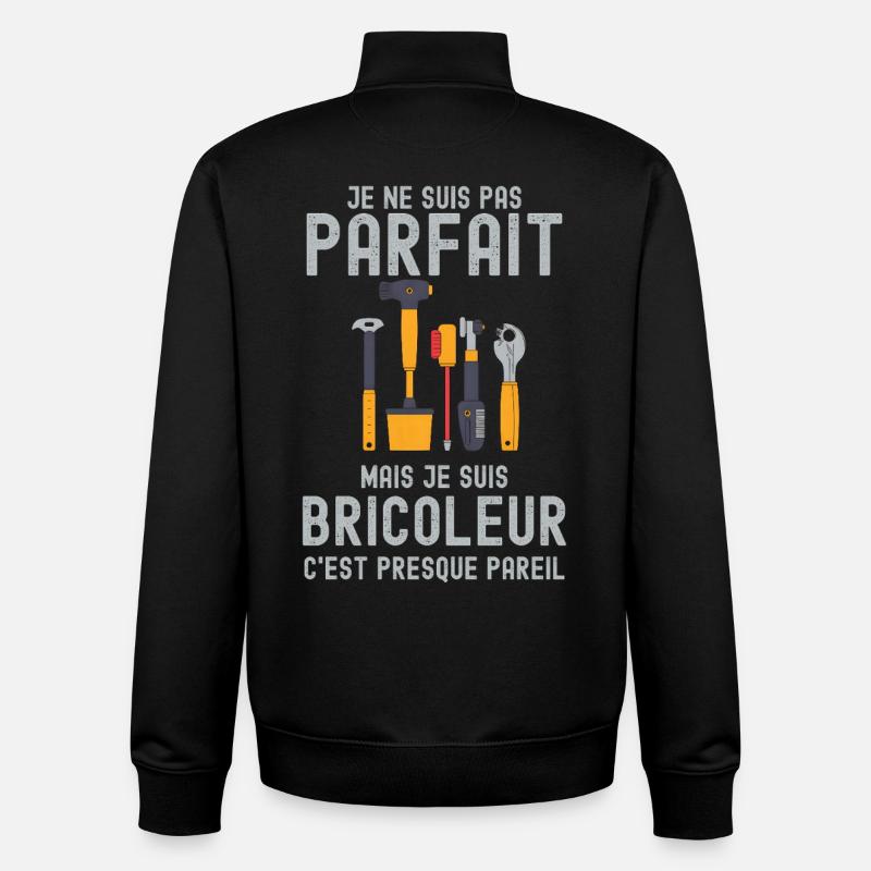 Parfait non, Bricoleur malin - Sweat zippé unisexe en coton bio Stanley/Stella - noir