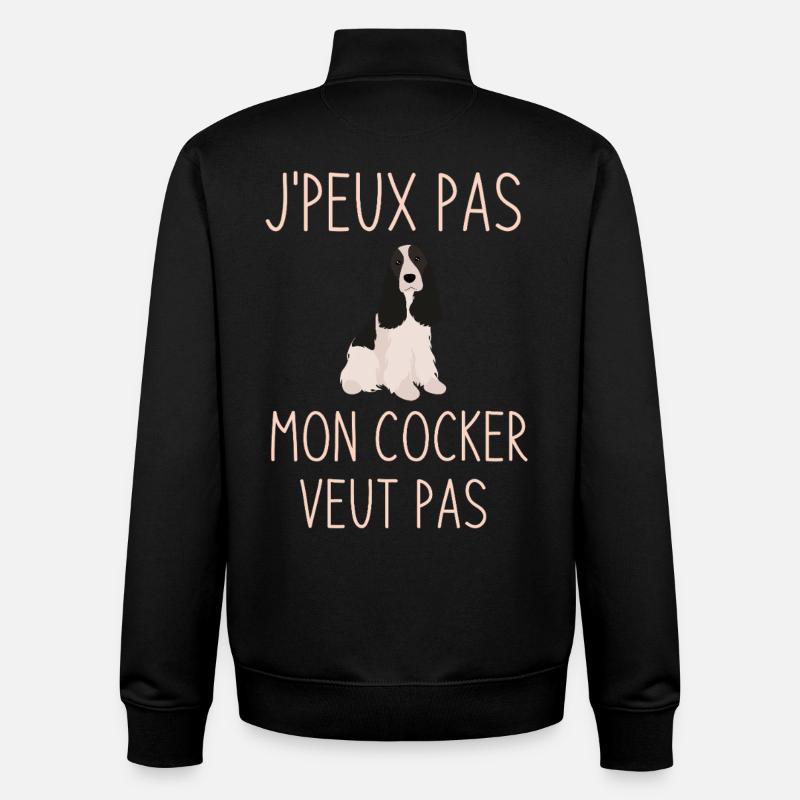 J'peux pas mon cocker veut pas - Sweat zippé unisexe en coton bio Stanley/Stella - noir