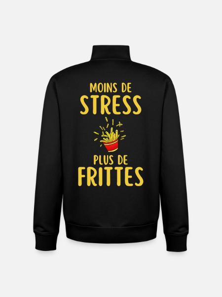 Moins de Stress Plus de Frites - Sweat zippé unisexe en coton bio Stanley/Stella - noir
