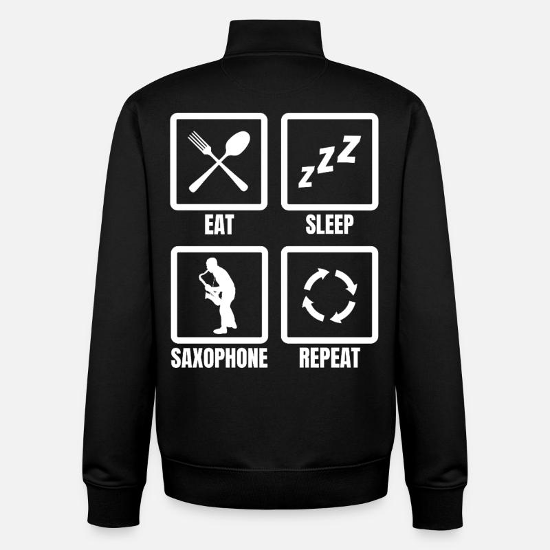 Eat Sleep Saxophone Repeat - Unisex Organic Zip Sweatshirt by Stanley/Stella - black