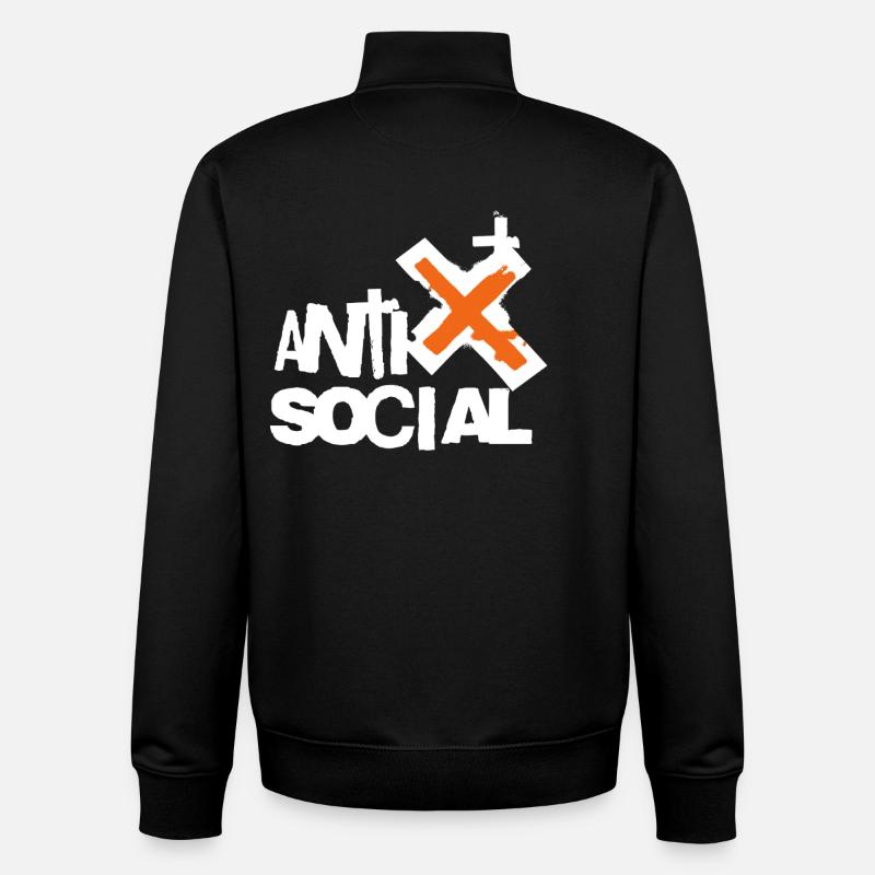 Logo d’art de rue antisocial - Sweat zippé unisexe en coton bio Stanley/Stella - noir