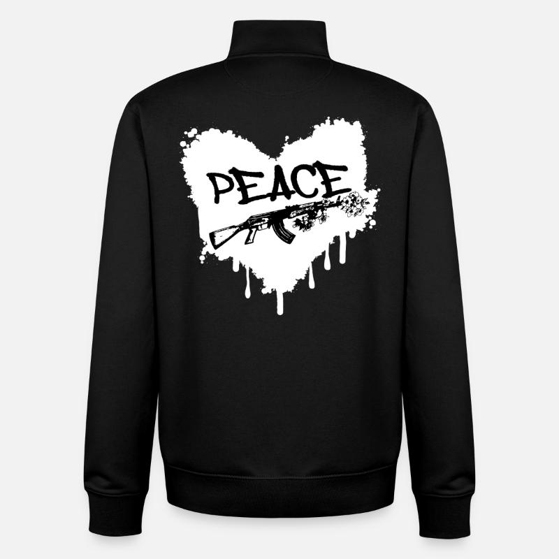 Peace Gun Blossoms Graffiti - Unisex Organic Zip Sweatshirt by Stanley/Stella - black