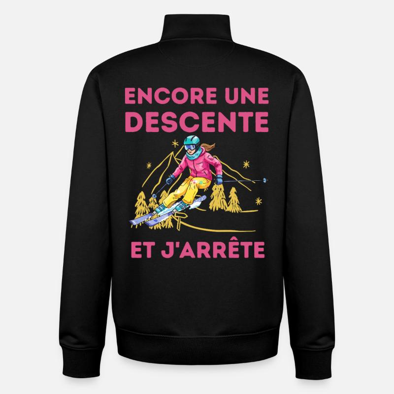 Descente de ski: et j’arrête - Sweat zippé unisexe en coton bio Stanley/Stella - noir