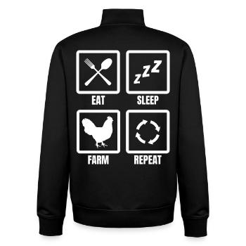 Eat Sleep Farm Repeat - Unisex Organic Zip Sweatshirt von Stanley/Stella - Schwarz - Hinten - AI Model Male 185 light (185cm)