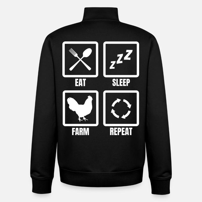 Eat Sleep Farm Repeat - Unisex Organic Zip Sweatshirt by Stanley/Stella - black