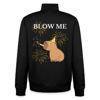 Blow Me Capibara and Fireworks - Unisex Organic Zip Sweatshirt by Stanley/Stella - black - Back - AI Model Male 185 light (185cm)
