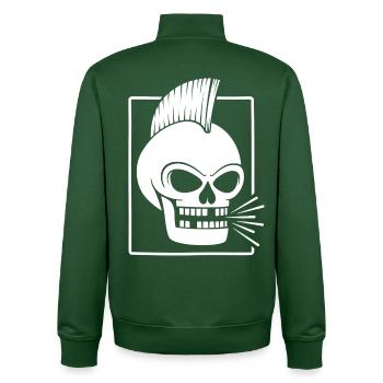 Punk Rock Skull With Mohawk - Unisex Organic Zip Sweatshirt by Stanley/Stella - bottle green - Back - AI Model Male 185 dark (185cm)